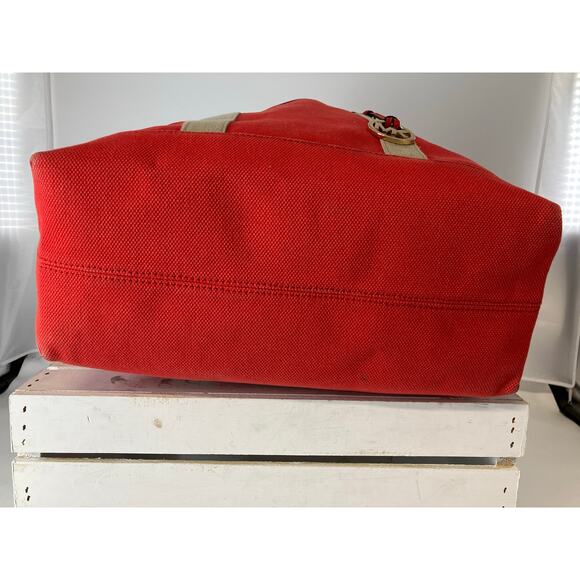 MICHAEL KORS, XL CORAL CANVAS TOTE AND ATTATCHABLE POUCH - Picture 7 of 16